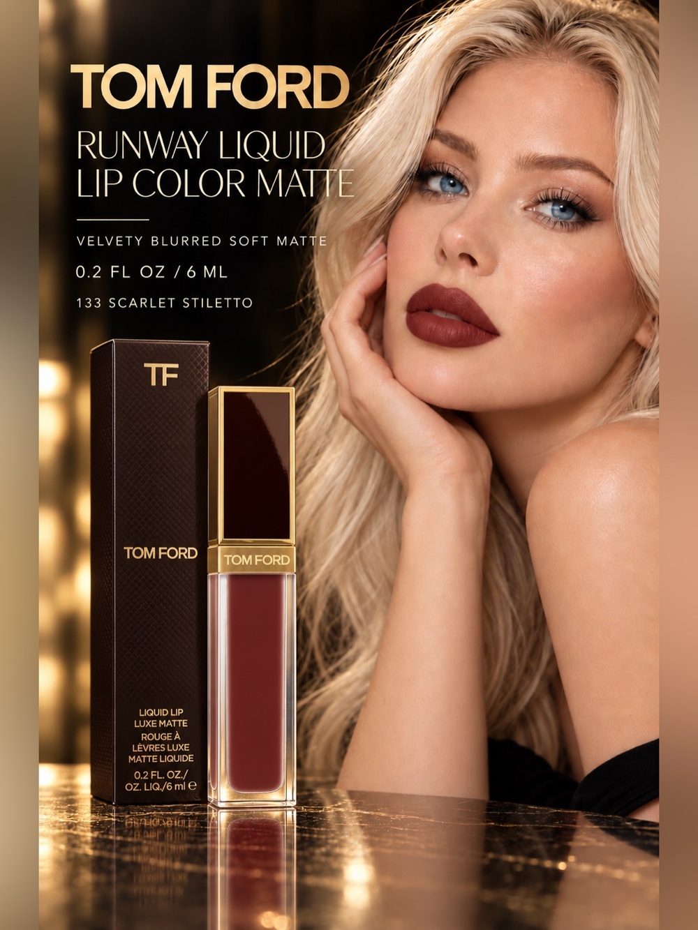 Tom Ford Lip Color Matte — Scarlet Stiletto (burgundy-red)
